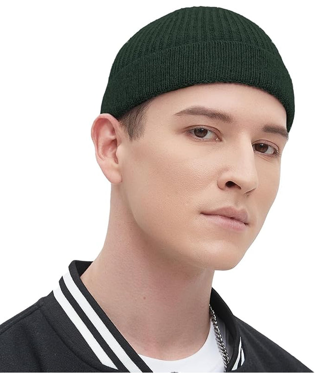 Fisherman Beanie Hats for Men Women,Wool Knit Trawler Skull Cap,Watch Cap,Spring Fall Winter Warm Short Hats