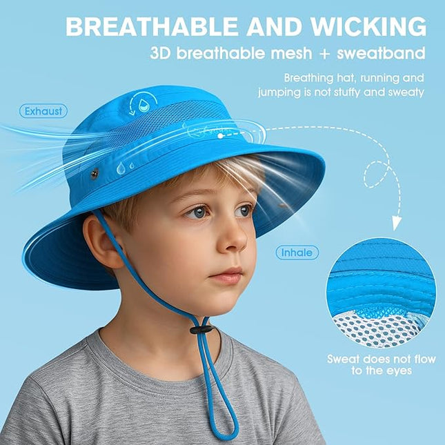 Century Star Outdoor Kids Sun Hat UPF 50+ Quick Dry Adjustable Bucket Hat Windproof Waterproof Beach Fishing Safari Hat