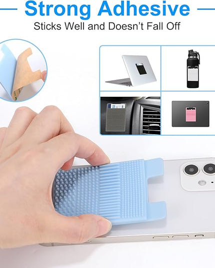Textured Phone Wallet Stick On, 5 Pack Sensory Card Holder for Back of Phone Case, Stress Relief for Anxiety Autism ADHD, Silicone Adhesive Pocket for Cards Cash, Fidget Toys for Work, School, Travel