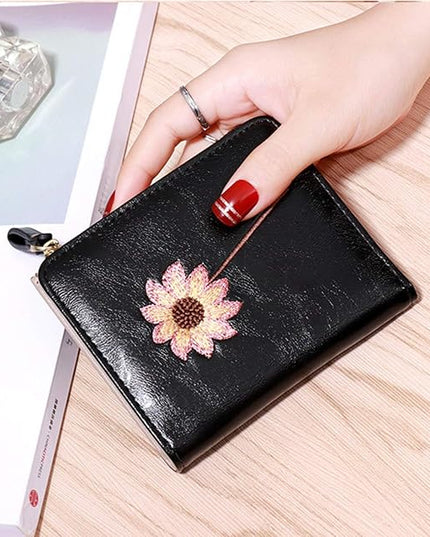 AOXONEL Girls Wallet Small Bifold Womens Wallets Rfid,Compact Female Cute Mini Zipper Coin Card Purse for Teen Girl Kids (Black)