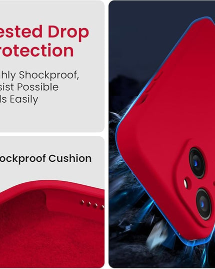 FireNova Designed for iPhone 14 Case, Silicone Upgraded [Camera Protection] Phone Case with [2 Screen Protectors], Soft Anti-Scratch Microfiber Lining Inside, 6.1 inch, Deep Red