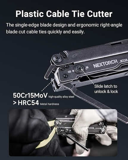 NEXTORCH PIONEER 14-IN-1 Multi-tools Full-Size,Versatile Multi-tool Set with Scissors Needle Nose Pliers Pocket Clip Multi-tool (STONE WASHED FINISH)