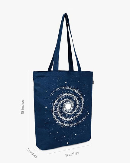 Ecoright Tote Bag for Women with Zipper, Small Tote Bag, Canvas Bag, Reusable Cotton Bag for Beach, Grocery, School & Work
