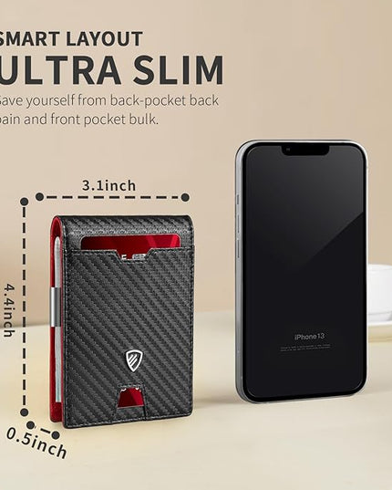 RUNBOX Mens Slim Wallet with Money Clip RFID Blocking Bifold Credit Card Holder for Men with Gift Box