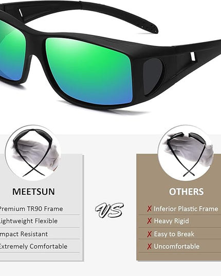 MEETSUN Fit Over Glasses Sunglasses for Men Women,Wrap Around Sunglasses Polarized UV400 Protection