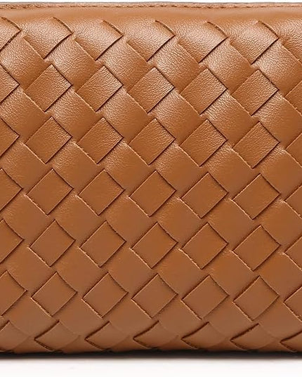 Woven Leather Crossbody Bag,Small Woven Crossbody Purse for Women, Mini braided Clutch Shoulder Handbag,Light Weight