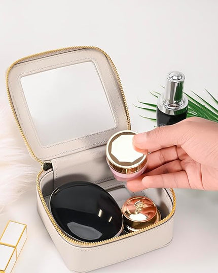 Aveniee Mini Clear Makeup Bag, Small Cosmetic Bags Travel Toiletry Pouch Organizer, TSA Approved Make up Case with Zipper, Car Bag for Essentials,Grey