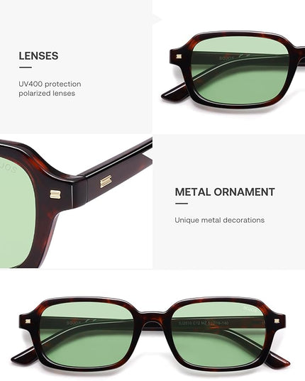 SOJOS Trendy Rectangle Polarized Sunglasses Womens Mens, Small Retro Fashion Thin Slim Square Sunnies SJ2610