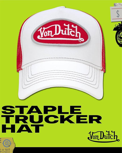 Von Dutch Unisex Trucker Hat - Curved Bill Mesh Back Retro Classic Adjustable Snapback Baseball Cap for Men and Women