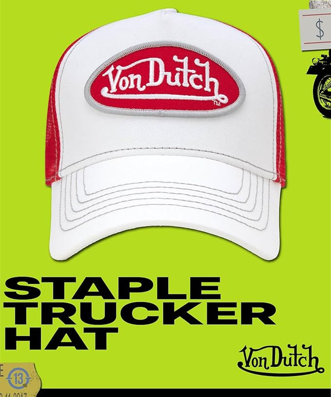 Von Dutch Unisex Trucker Hat - Curved Bill Mesh Back Retro Classic Adjustable Snapback Baseball Cap for Men and Women