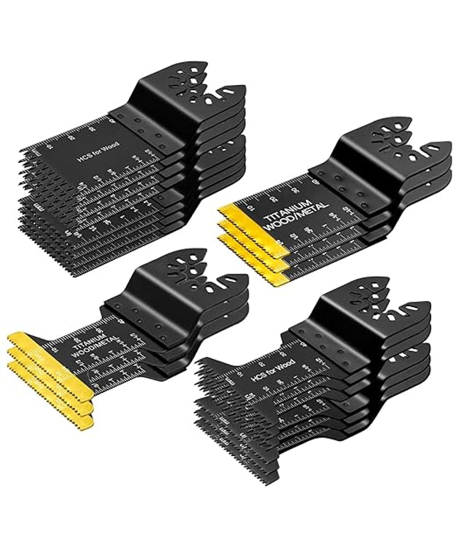20 Pcs Oscillating Saw Blades Universal Wood Plastics Metal Titanium Multitool Blades Kits Fit Dewalt Rockwell Milwaukee Makita Bosch
