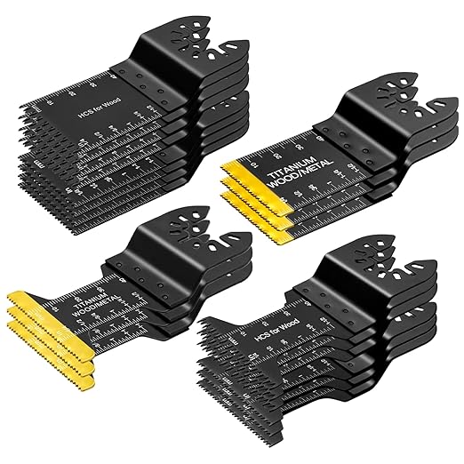 20 Pcs Oscillating Saw Blades Universal Wood Plastics Metal Titanium Multitool Blades Kits Fit Dewalt Rockwell Milwaukee Makita Bosch