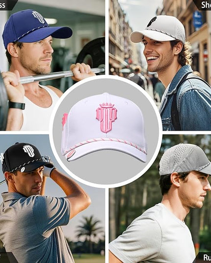 NJF Golf™ Hat Men - Breathable Mens Golf Hats, Adjustable Rope Snapback Cap, Convenient Cap with Tee Holder