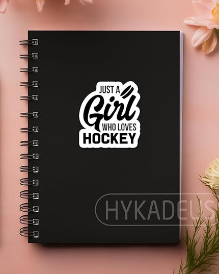 (3Pcs) Just a Girl Who Loves Hockey Sticker Decals for Books, Laptops, Phones, Tumblers, Water Bottles, Waterproof Vinyl Decal, Hockey Gifts for Teen Girls, Team, Hockey Fan, Size 3 x 2.8 Inch