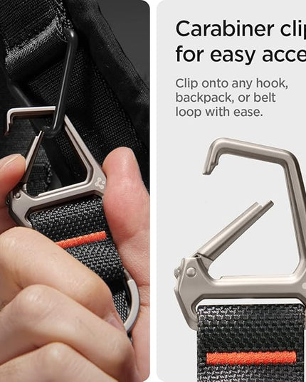 Spigen Universal Lanyard Wrist Strap with Keychain for iPhone, ID Badge Wallet Holder, AirPods, Cameras, Keychain & Everyday Carry, Durable Carabiner with Wrist Strap - Black