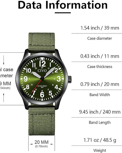 CIVO Analog Wrist Watches for Men: Waterproof Stainless Steel Mens Watches - Silver Watch with Easy Read Dial Men's Watch for Gift