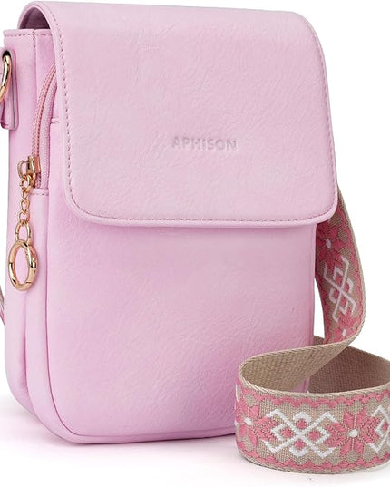 APHISON Small Crossbody Bags for Women Trendy, Leather Phone Wallet Purses Handbags Card Slots with Adjustable Guitar Strap
