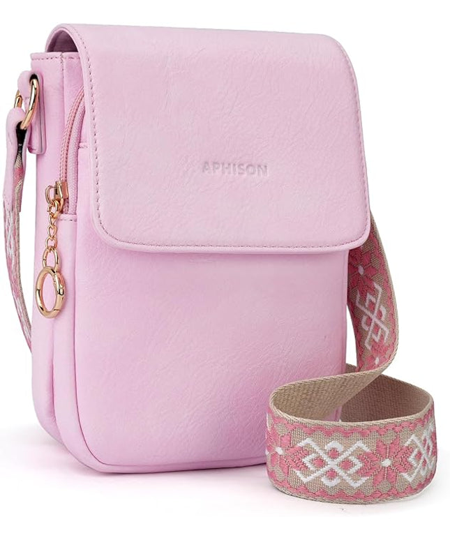 APHISON Small Crossbody Bags for Women Trendy, Leather Phone Wallet Purses Handbags Card Slots with Adjustable Guitar Strap
