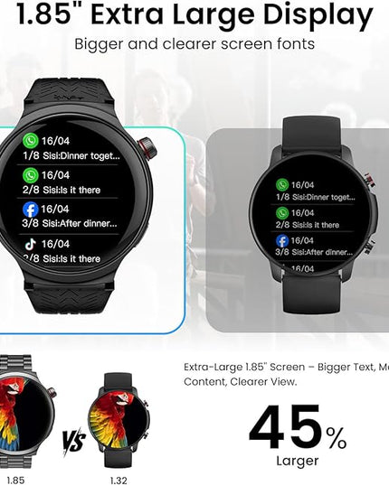 Smart Watches for Men, 1.85” Ultra Large Screen, 120 Days Battery Life, Smart Watch with Al Voice Assistant, Bluetooth Calling, Heart Rate & SpO2 Monitor, Fitness Tracker for Android iOS
