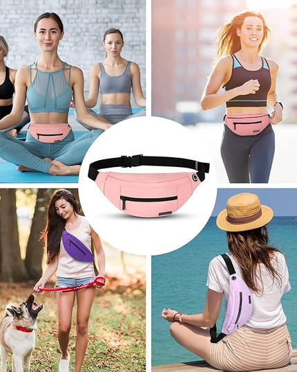 MAXTOP Large Crossbody Fanny Pack with 4-Zipper Pockets,Gifts for Enjoy Sports Festival Workout Traveling Running Casual Hands-Free Wallets Waist Pack Phone Bag Carrying All Phones