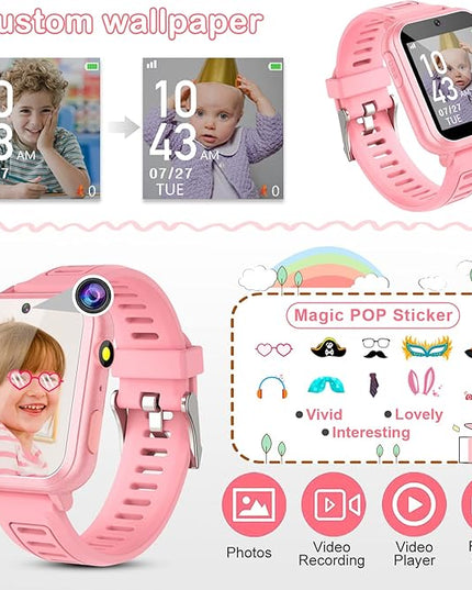 Smart Watch for Kids, Toddler Watch Toys with 39 Games Camera Video Recorder Music Alarm Calculator Calendar Stopwatch Flashlight Pedometer Birthday Gift Toys for 3-12 Year Old Boys and Girls (Pink)