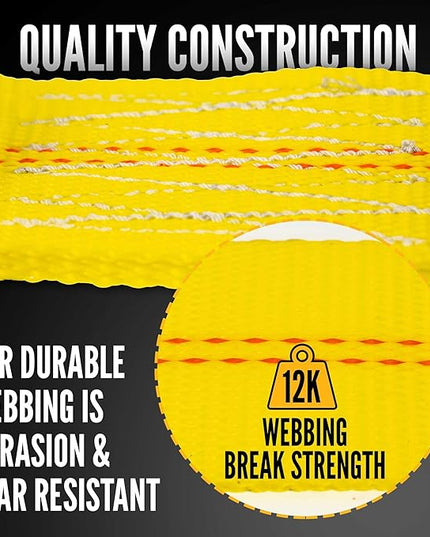 US Cargo Control, Fixed End Tie Down Strap with Flat Hook and Bolt Loop, 2 Inch Wide X 11 Inch Long, Yellow Ratchet Straps, Dependable Utility Strap, 3,333 Pound Working Load Limit, Case of 40