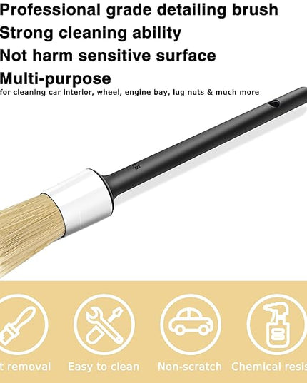 10pcs Car Detailing Kit, Premium Detailing Brush Set Includes 5 Soft Car Detailing Brushes, 3 Wire Brush, 2 Air Vent Brush for Cleaning Car Interior and Exterior Detailing, White