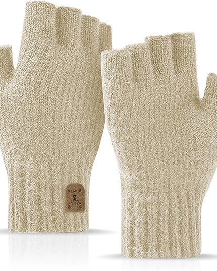 Fingerless Gloves Half Finger Winter Warm Knitted Gloves Working Running Biking Driving for Men and Women