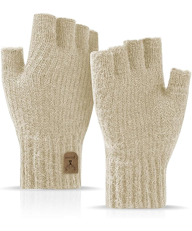 Fingerless Gloves Half Finger Winter Warm Knitted Gloves Working Running Biking Driving for Men and Women