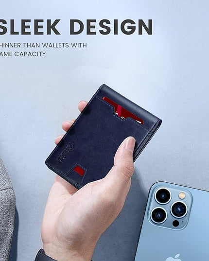 Zitahli Mens-Wallet-Slim-Leather-RFID Blocking Wallet for Men Minimalist Bifold Credit Card Holder with Gift Box