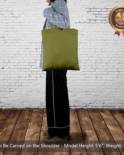 TOPDesign 24-Pack Economical 16"x15" Olive Green Cotton Tote Bags, Lightweight Medium Reusable Grocery Shopping Cloth Bags, Suitable for DIY, Advertising, Promotion, Gift, Activity