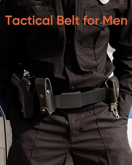 Nylon Military Tactical Belts for Men 1.5" No Holes Adjustable Webbing Canvas Belt for Hiking, Casual & Outdoor