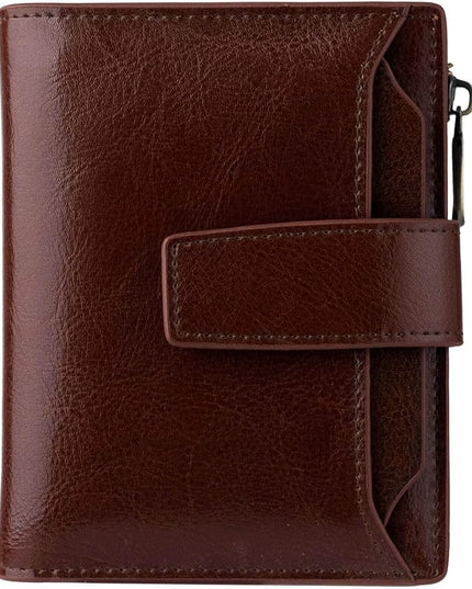 Bveyzi Women's Small Leather RFID Blocking Bifold Zipper Pocket Wallet Ladies Credit Card Slots Purse with id Window