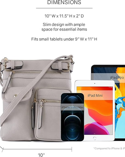 SG SUGU Katie Lightweight Medium Crossbody Bag Shoulder Bag with Multi Pocket for Women