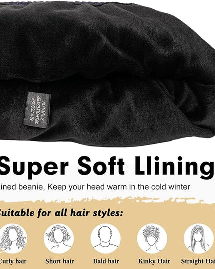 Wmcaps Winter Beanie for Men Women, Fleece Lined Beanie Soft Warm Knit Hat Ski Stocking Cuffed Cap