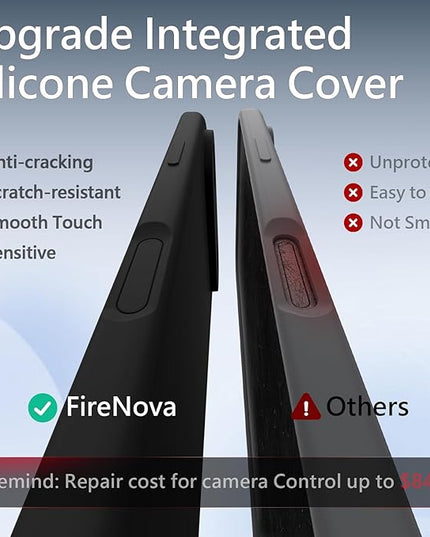FireNova Magnetic for iPhone Air Case, Compatible with MagSafe, [Integrated Silicone Camera Control Button] [Camera Protection] Microfiber Lining Phone Case for iPhone 17 Air, 6.5", Black
