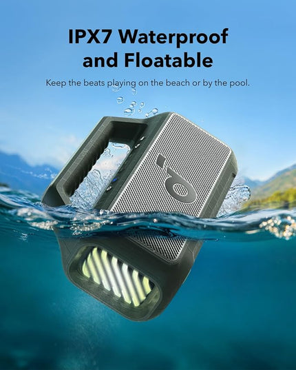 Soundcore Boom 2 by Anker, Outdoor Speaker, 80W, Subwoofer, BassUp 2.0, 24H Playtime, IPX7 Waterproof, Floatable, RGB Lights, USB-C, Custom EQ, Bluetooth 5.3, Portable for Camping and Beach - Green