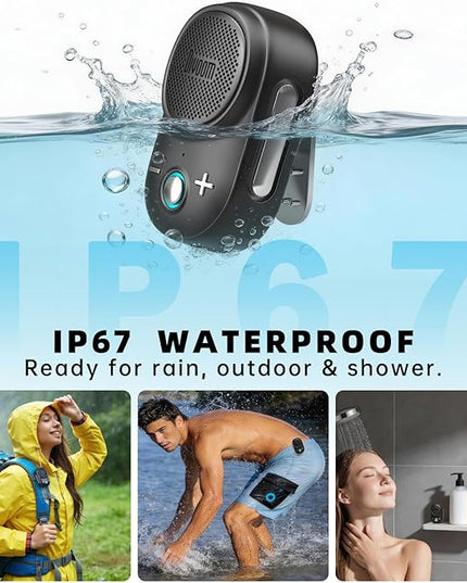 Divoom Itour-S Wearable Bluetooth Speaker, IP67 Waterproof Dustproof, Portable Small Clip-On Bluetooth Speaker, 10H Playtime, for Kitchen, Work, Travel, Biking, Golf, Pool (Black)