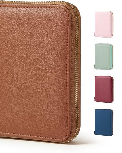 CoBak Passport Holder Cover with Safe Zipper Closure, Premium Passport Wallet for Travel, RFID Blocking Card Case, Waterproof Travel Accessories for Man, Pebbled Brown