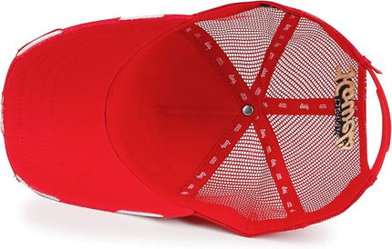 ililily Premium Howels Embroidery Vintage Baseball Cap Distressed Trucker Hat