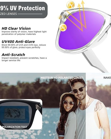 MEETSUN Polarized Sunglasses for Women Men Classic Retro Square Frame Driving Sun Glasses UV Protection