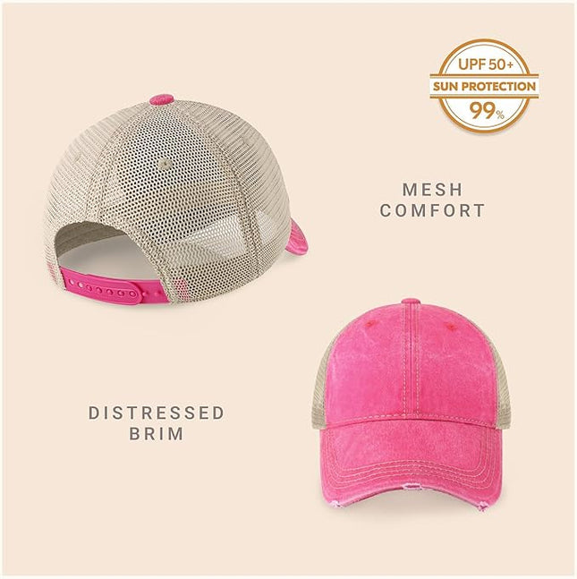 CHOK.LIDS Everyday Premium Washed Trucker Hat Unstructured Distressed Pigment Dyed Cap Adjustable Outdoor Headwear