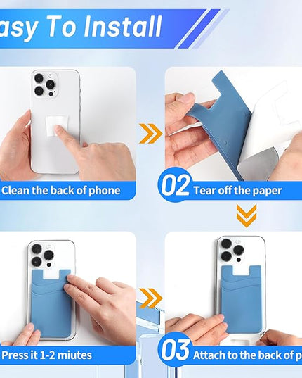 SHANSHUI Phone Card Holder Stick on, CellPhone Silicone Sticky Wallet Sleeve Pocket Business ID Credit Card Comptible for iPhone, Android & Most Smartphones - 5 Pack
