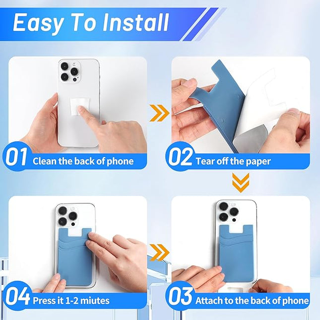SHANSHUI Phone Card Holder Stick on, CellPhone Silicone Sticky Wallet Sleeve Pocket Business ID Credit Card Comptible for iPhone, Android & Most Smartphones - 5 Pack