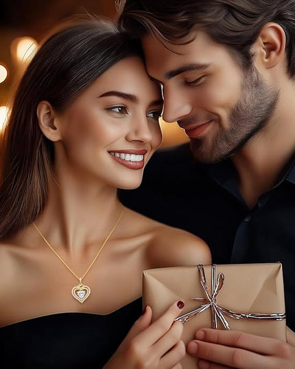 OOBEE Moissanite Heart Necklaces for Women, 1- 4 Carat Moissanite 925 Sterling Silver Gold Plating Fine Women Necklace，Ideal Anniversary Birthday Christmas Valentine Mothers Day Jewelry Gifts for Mom Wife Her Girlfriend
