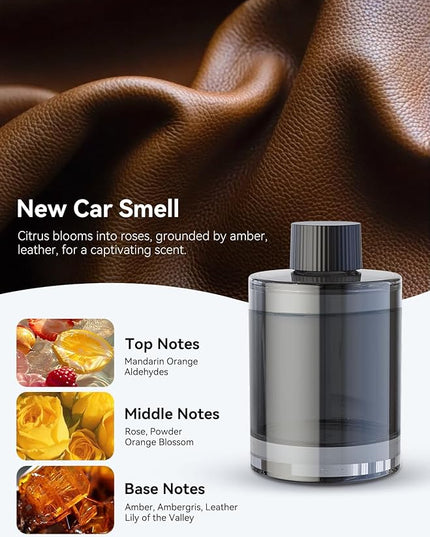 Ceeniu Smart Car Air Freshener, New Car Smell, Larger 135ml Capacity, Long-Lasting 6-Month Fragrance, Auto On/Off, Quiet Operation, Stylish Ambient Light, Premium Scent for Men, CF3 Pro Diffuser
