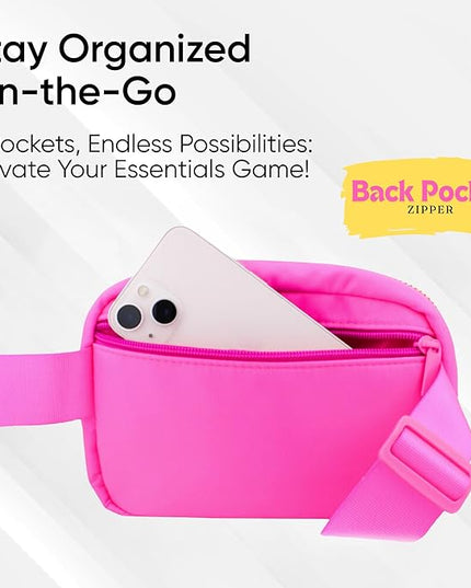 Women's Fanny Pack – Crossbody Belt Bag, Pink Waist Bag, Hot Pink Crossbody Purse, Fanny Packs for Women, Versatile Belt Bag for Everyday Use
