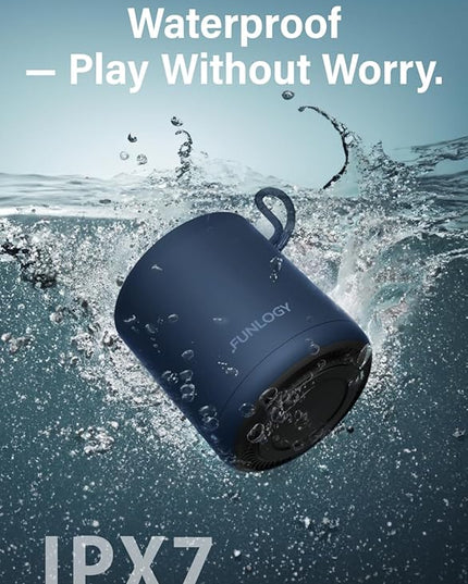 Portable Mini2 Bluetooth Speaker, Wireless Portable Speaker with Deep Bass, IPX7 Waterproof, TWS Stereo Pairing, Built-in Mic, Small Speaker for Shower, Outdoor, Travel, Blue