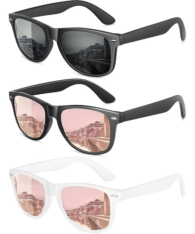 MEETSUN Polarized Sunglasses for Women Men Classic Retro Trendy Driving Sun Glasses UV400 Protection (3 Pack)