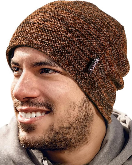 Lvaiz Mens Winter Beanie Hat Warm Fleece Lined Skull Cap for Men Reversible Women Windproof Watch Hat Knit Warm Unisex Beanie